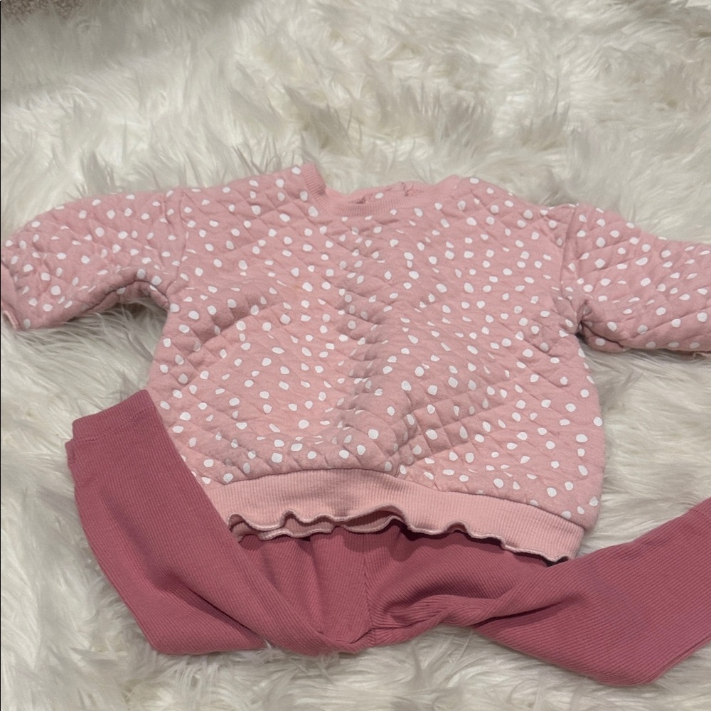 Little Me Pink and White Polka Dot Outfit